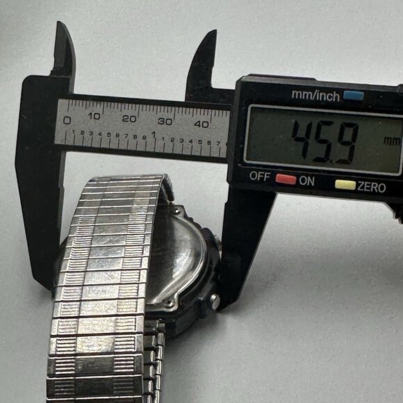 Casio Digital Watch Men Black Chronograph Silver Tone Stretch Band DW-290 T - Picture 9 of 10